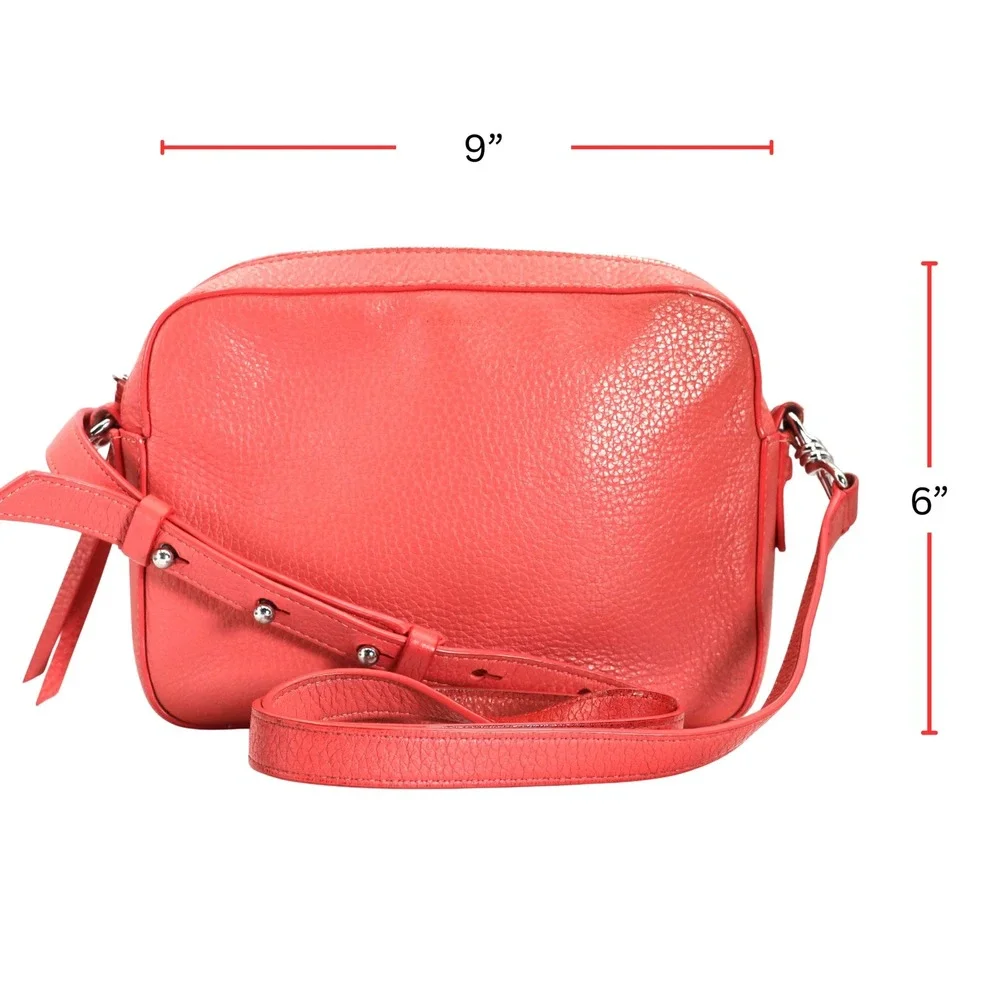 AllSaints Captain Lea Square Crossbody Bag Womens Coral Pink Cow Leather